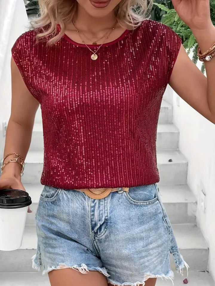 Damen Glitzerndes Oberteil mit lässigem Schnitt Drune