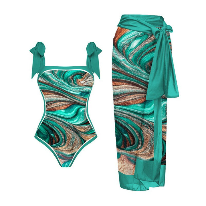 Damen Bikini-Set mit floralem Design und elegantem Überrock Drune