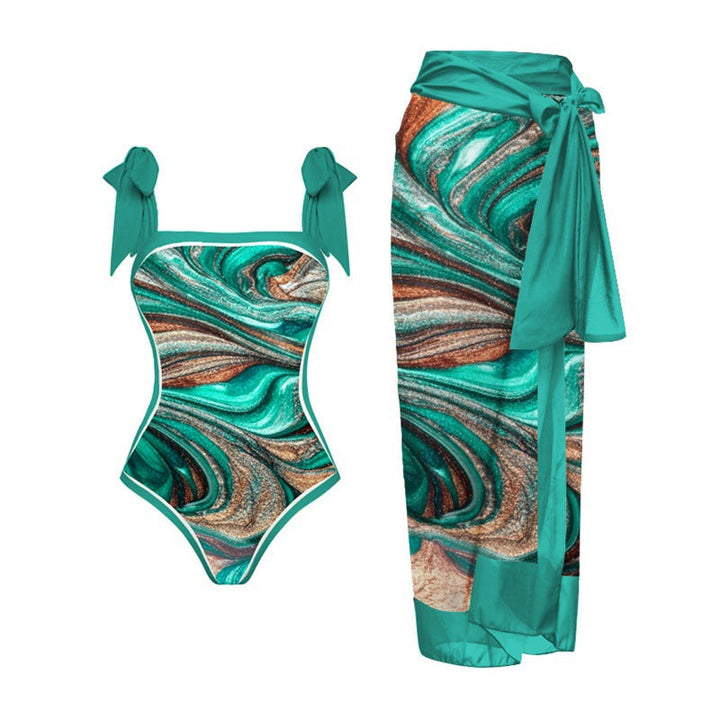 Damen Bikini-Set mit floralem Design und elegantem Überrock Drune