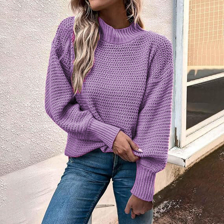 Damen Strickpullover mit hohem Kragen und strukturierter Masche Drune