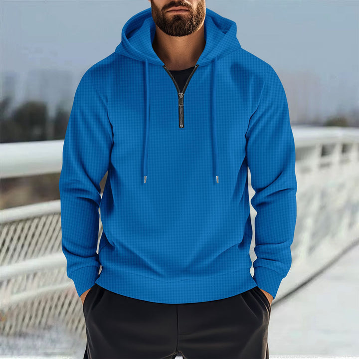Herren nan Kapuzenpullover mit halbem Reißverschluss und feiner Waffelstruktur Drune