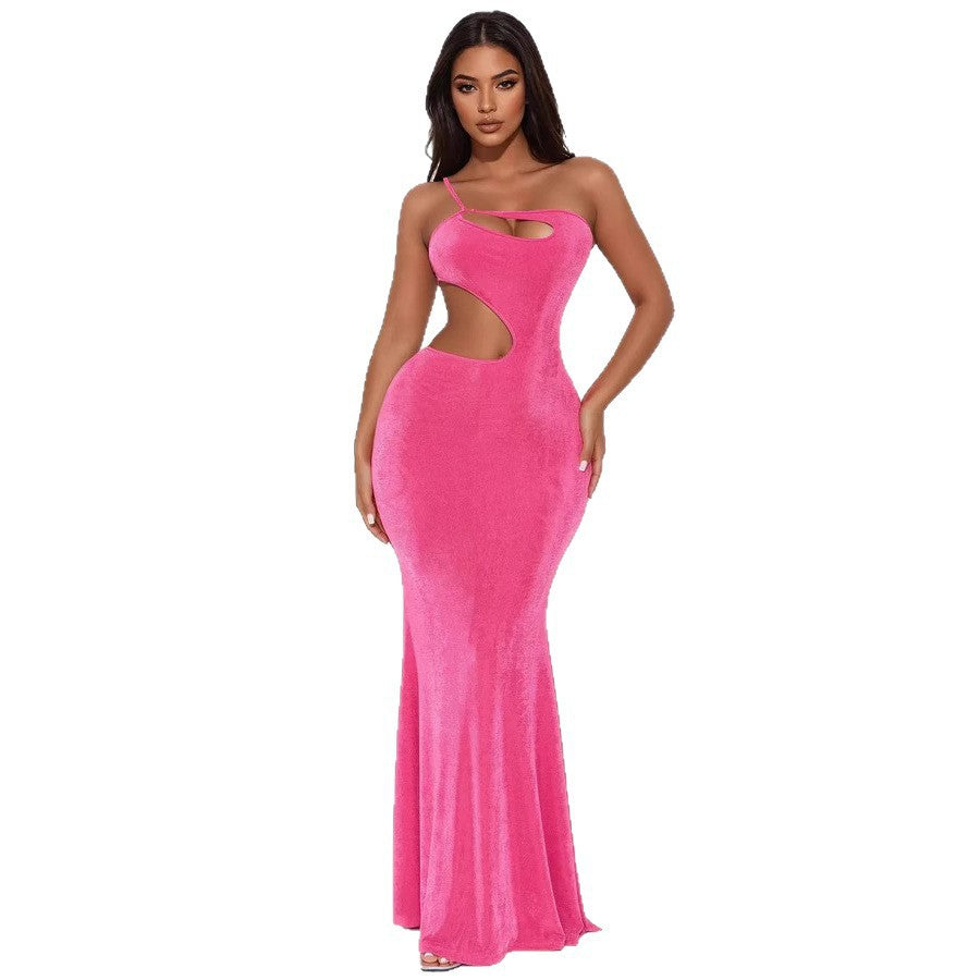 Damen figurbetontes Maxikleid mit tiefem Ausschnitt und Cut-Out-Details Drune