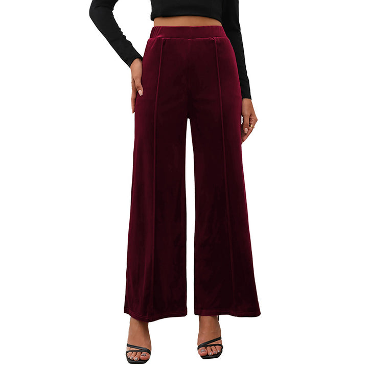 Damen weite Samt-Hose mit elastischem Bund und hohen Seitenschlitzen Drune