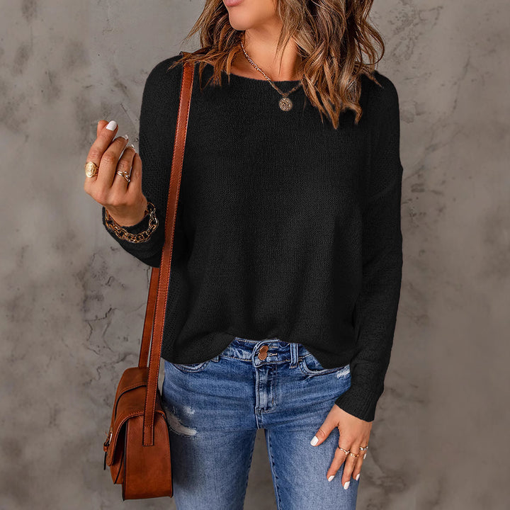 Damen lässiger Strickpullover mit weitem Schnitt und eleganten Details Drune