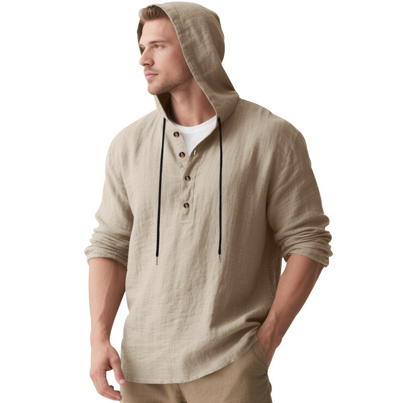Herren Kapuzenshirt mit Knopfleiste und lässigem Schnitt Drune
