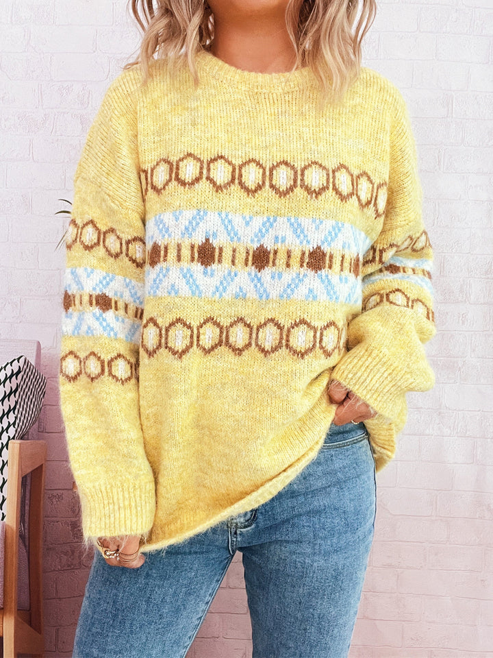 Damen kuscheliger Strickpullover mit grafischem Muster Drune