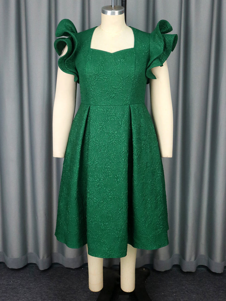 Damen Elegantes Cocktailkleid mit voluminösen Rüschensäumen Drune