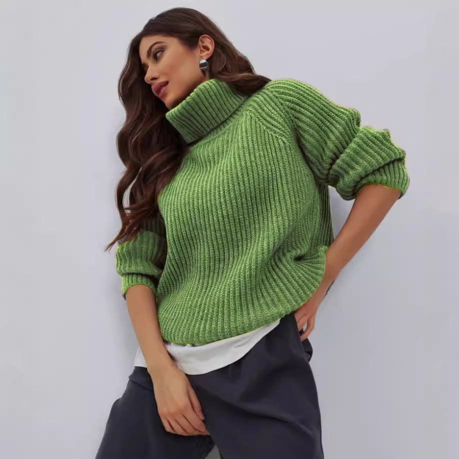 Damen Strickpullover mit hohem Kragen und Wabenstruktur Drune