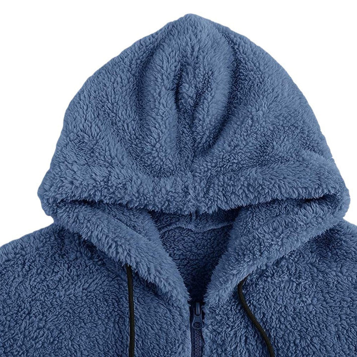 Herren nan kuschelige Teddyfleece Kapuzenjacke mit durchgehendem Reißverschluss Drune