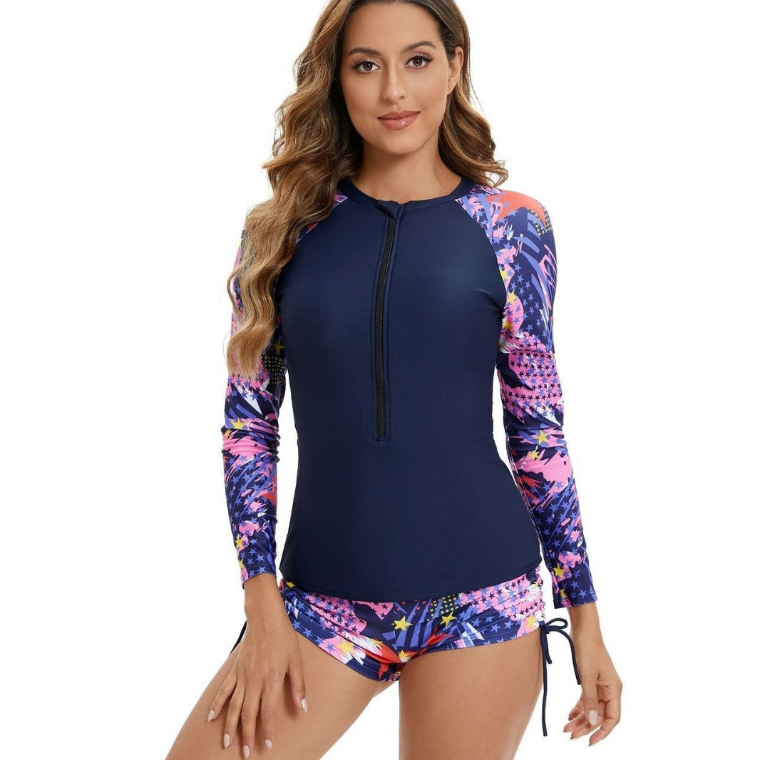 Damen Sportlicher Langarm Rashguard mit innovativem Muster Drune