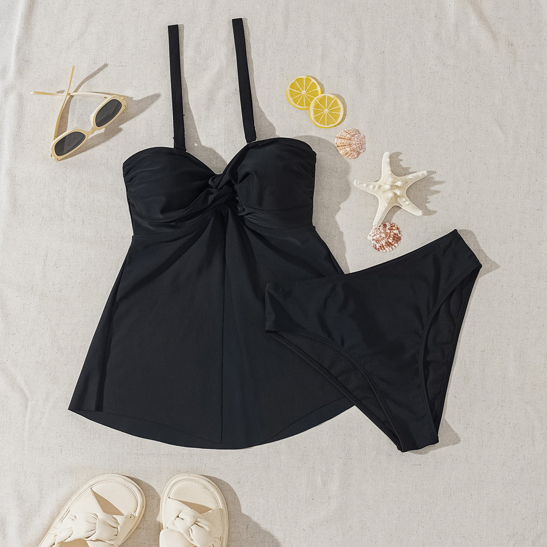 Damen Tankini mit verstellbaren Trägern und seitlicher Drapierung Drune