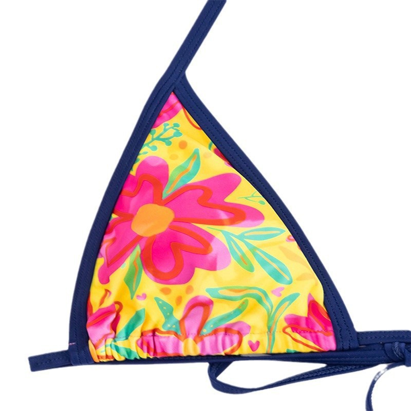 Damen Triangel-Bikini-Set mit floralem Muster und farbenfrohen Akzenten Drune