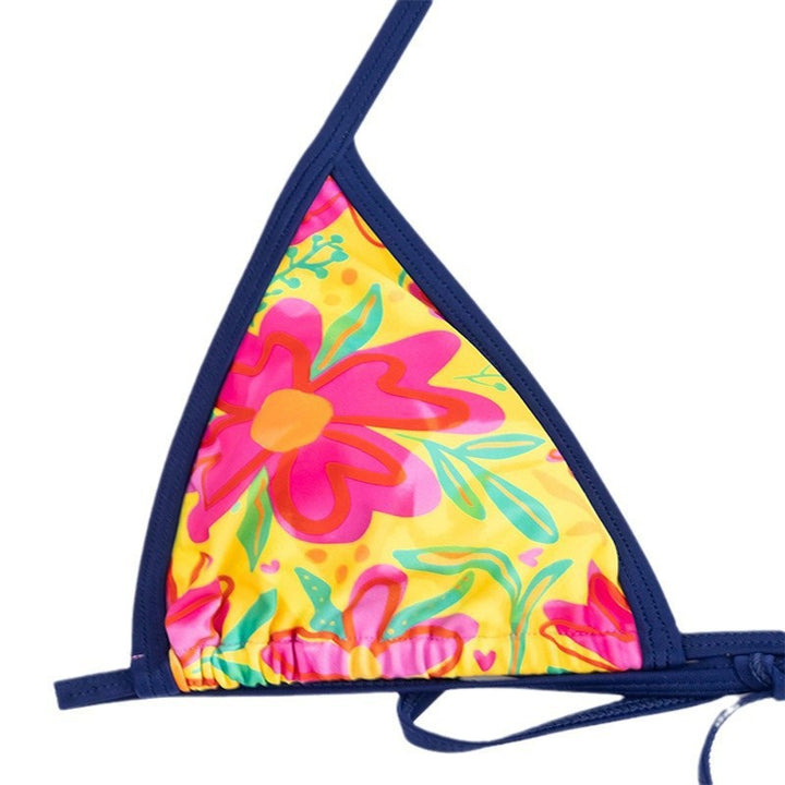Damen Triangel-Bikini-Set mit floralem Muster und farbenfrohen Akzenten Drune