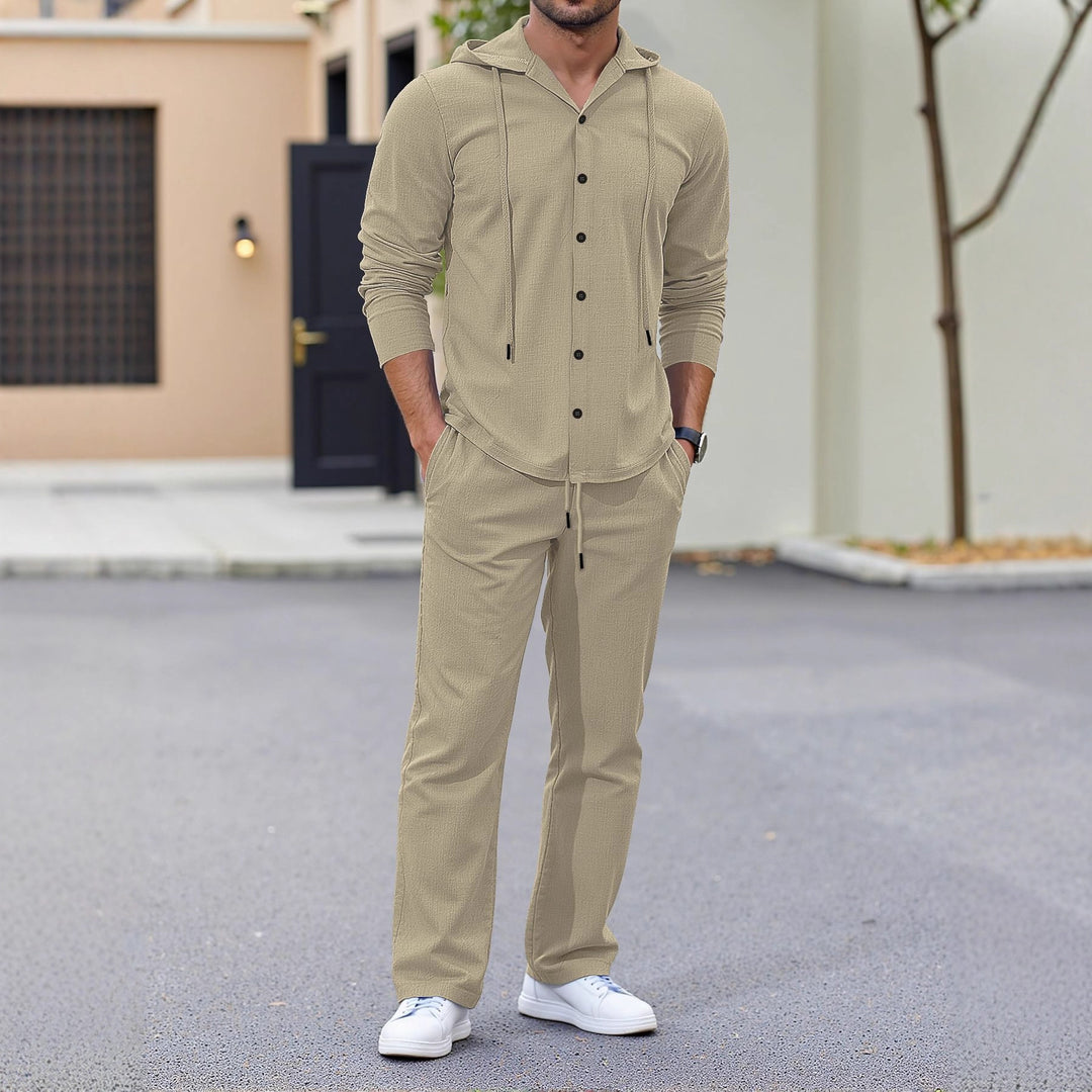 Herren lässiges Kapuzenshirt mit praktischen Taschen und Jogginghose Drune