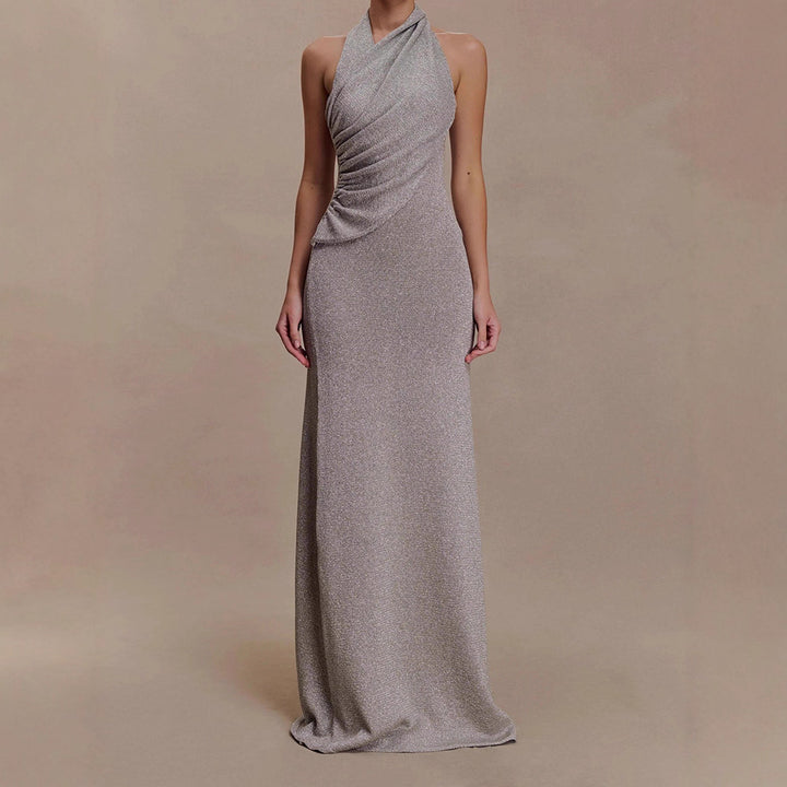 Damen Elegantes Maxikleid mit schimmerndem Stoff und raffiniertem Wickeldetail Drune