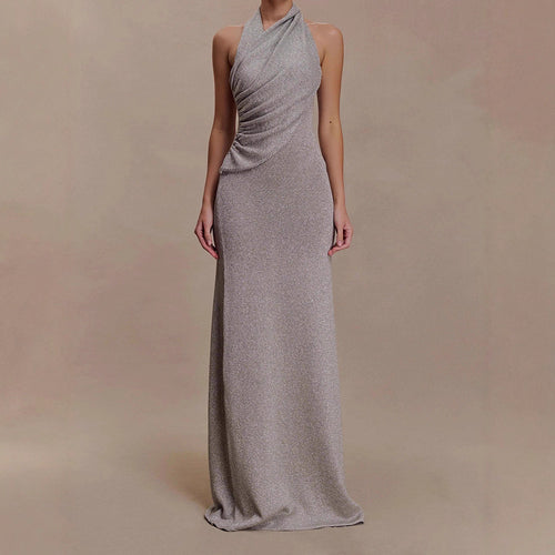 Damen Elegantes Maxikleid mit schimmerndem Stoff und raffiniertem Wickeldetail Drune