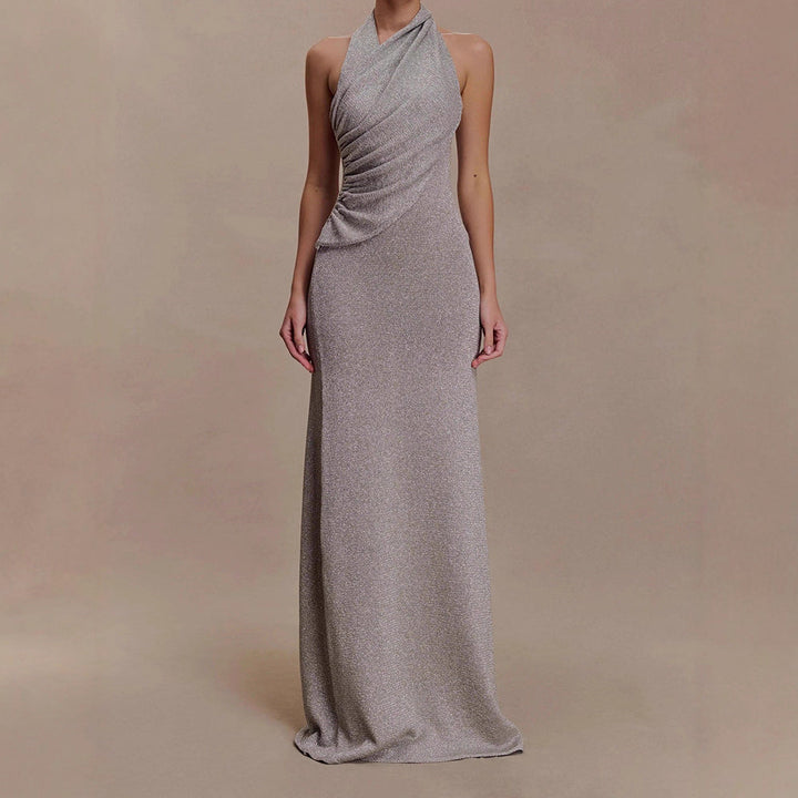 Damen Elegantes Maxikleid mit schimmerndem Stoff und raffiniertem Wickeldetail Drune