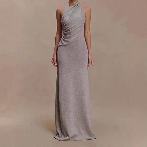 Damen Elegantes Maxikleid mit schimmerndem Stoff und raffiniertem Wickeldetail Drune
