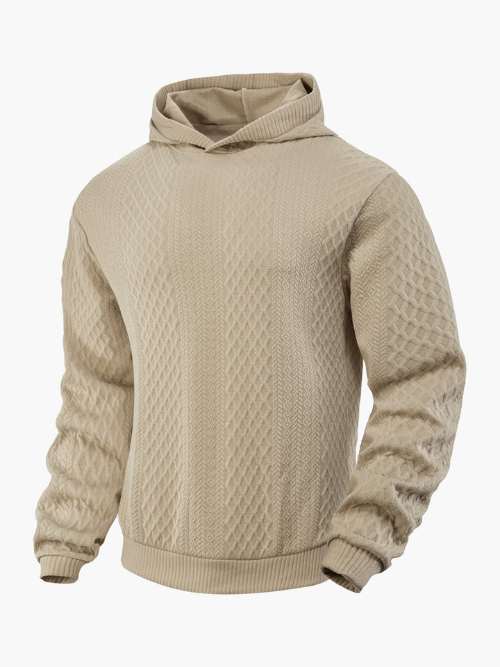 Herren nan strukturierter Schlauchkragen-Pullover mit Kapuze und Waben-Jacquard Drune