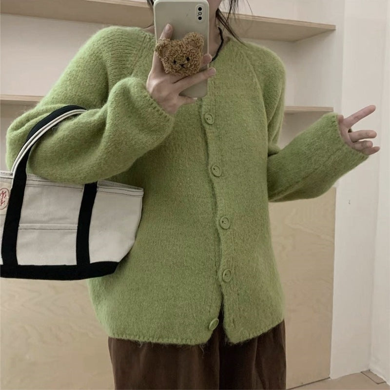 Damen kuscheliger Strickcardigan mit Knopfleiste und weitem Schnitt Drune