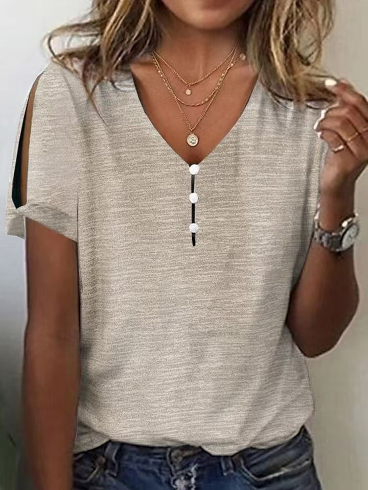 Damen Glitzernde V-Pullover Bluse Drune