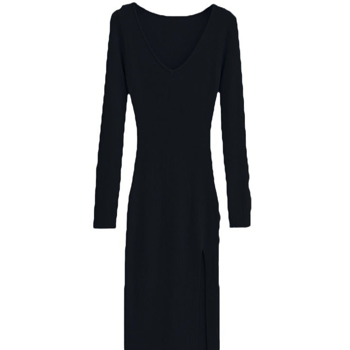 Damen Maxikleid mit elegantem V-Ausschnitt und seitlichem Schlitz Drune