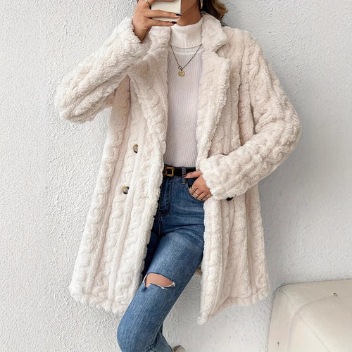 Damen Plüschmantel mit elegantem Schnitt und gemütlicher Innenfutter Drune