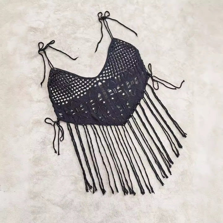 Damen Häkel-Bikinioberteil mit fransigen Details Drune