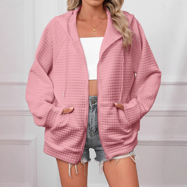 Damen Oversized Kapuzenjacke aus strukturiertem Material Drune