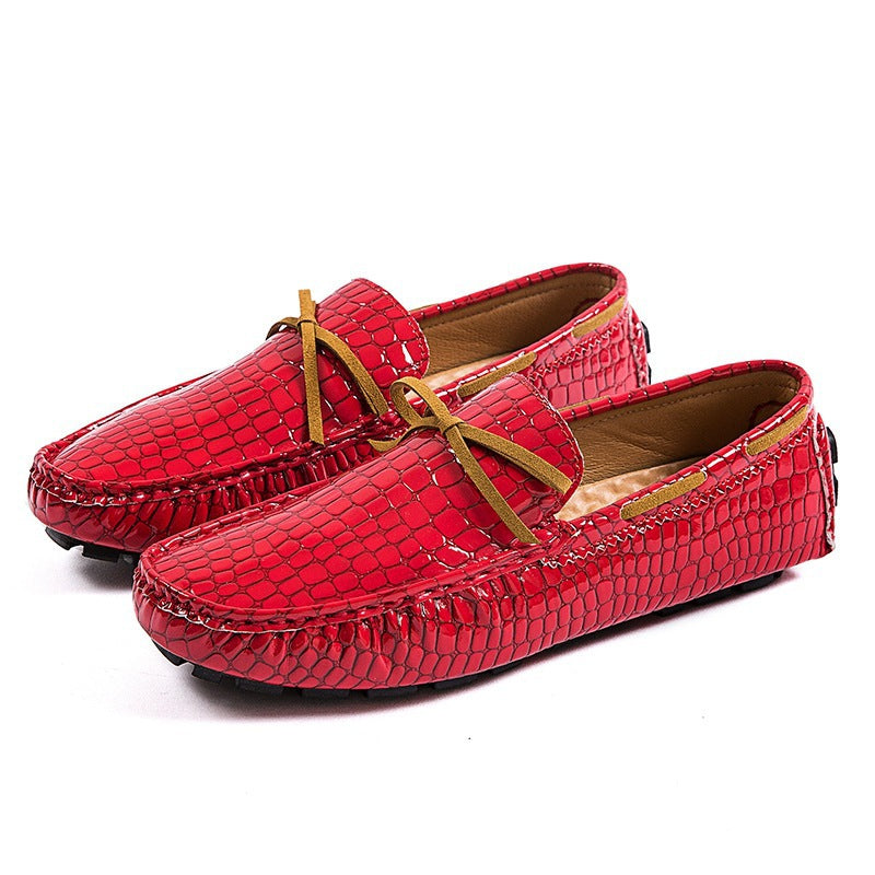 Damen lackierte Mokassin-Fahrerhalbschuhe mit Krokoprägung, weichem Lederfutter und profilierter Noppenlaufsohle Drune
