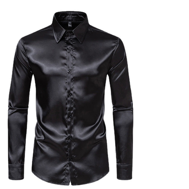 Herren Elegantes und glänzendes Langarmhemd mit innovativer Textur Drune