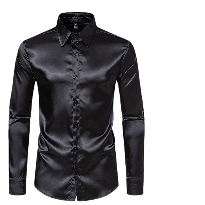 Herren Elegantes und glänzendes Langarmhemd mit innovativer Textur Drune