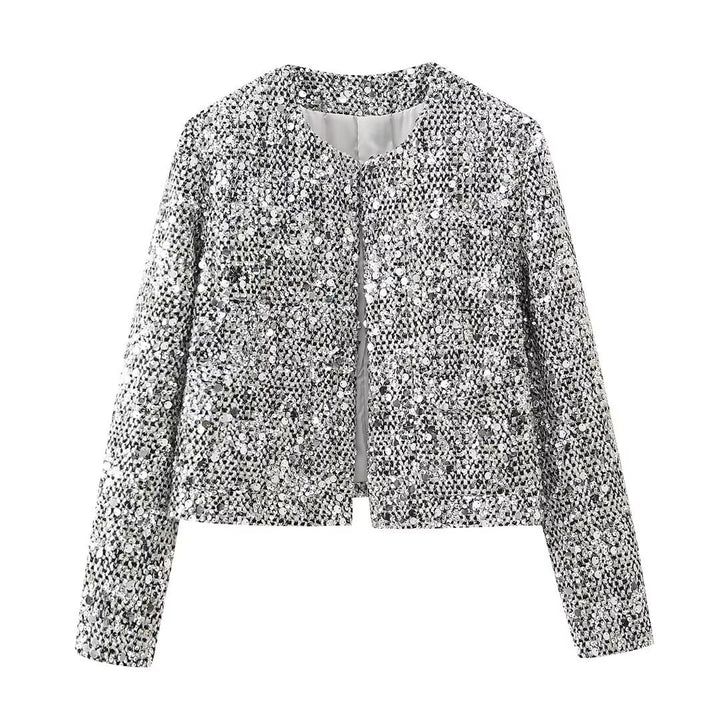 Damen nan strukturierte Boucléjacke mit Stehkragen, aufgesetzten Taschen und elastischem Saum Drune