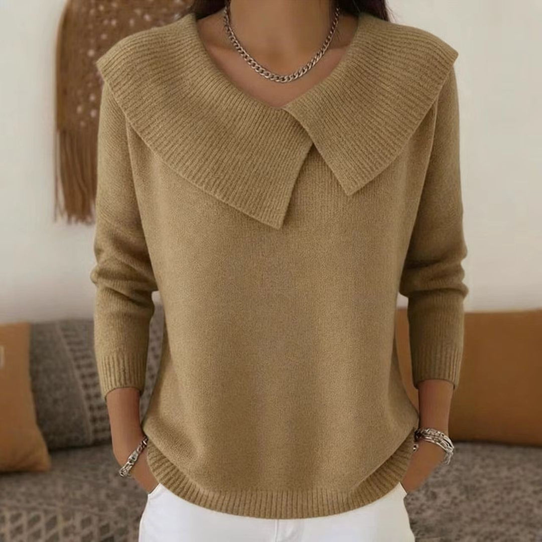 Damen nan grobgestrickter Pullover mit übergroßem Matrosenkragen und gerippten Abschlüssen Drune