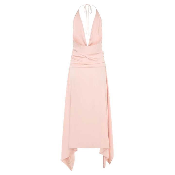 Damen Elegantes Wickelkleid mit tiefem V-Ausschnitt und asymmetrischem Saum Drune