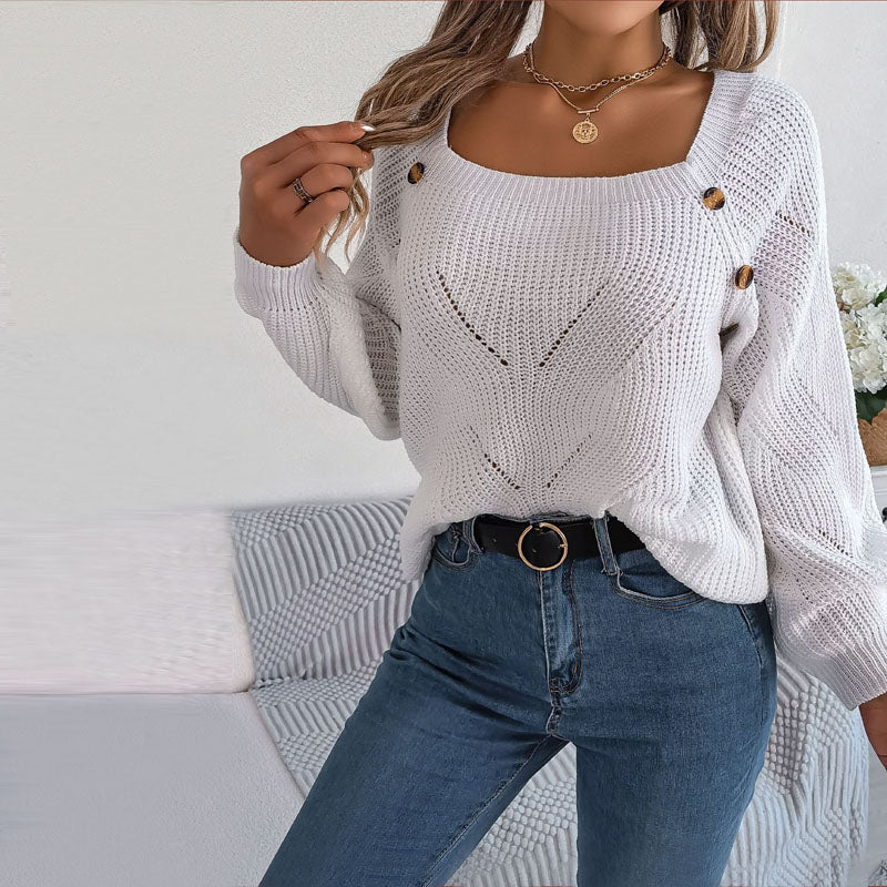 Drune | Klassischer Einfarbiger Strickpullover für Damen