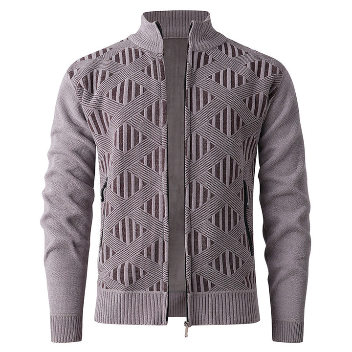 Herren Strickjacke mit strukturiertem Muster und hohem Kragen Drune