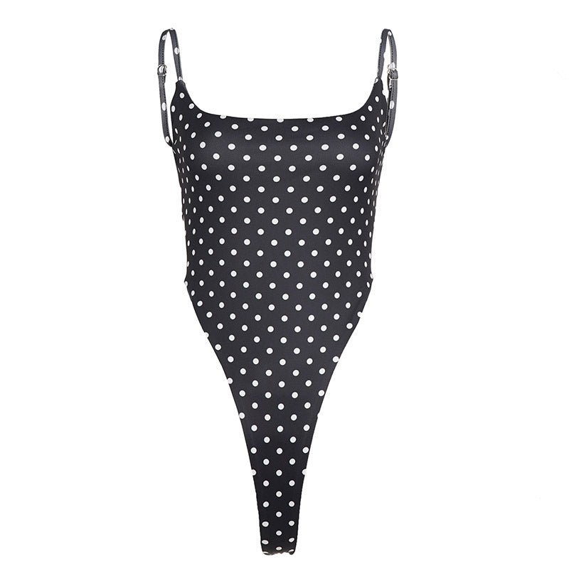 Damen Badeanzug mit hochgeschnittenem Design und verspieltem Polka-Dots-Muster Drune