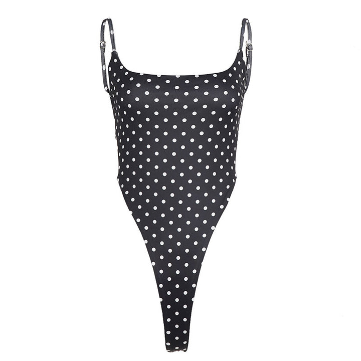 Damen Badeanzug mit hochgeschnittenem Design und verspieltem Polka-Dots-Muster Drune