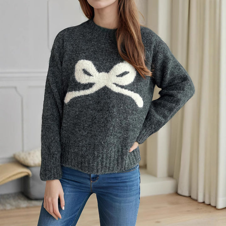 Damen kuscheliger Pullover mit Schleifenmotiv Drune