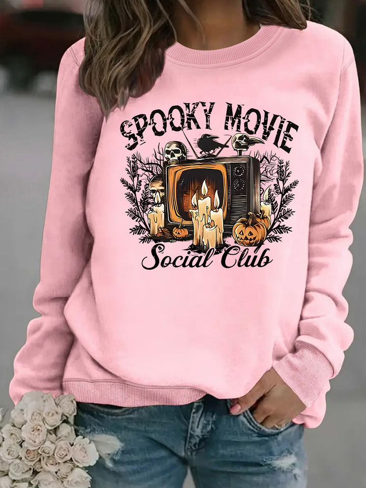 Damen Sweatshirt mit spooky Film-Motiv und lässigem Schnitt Drune