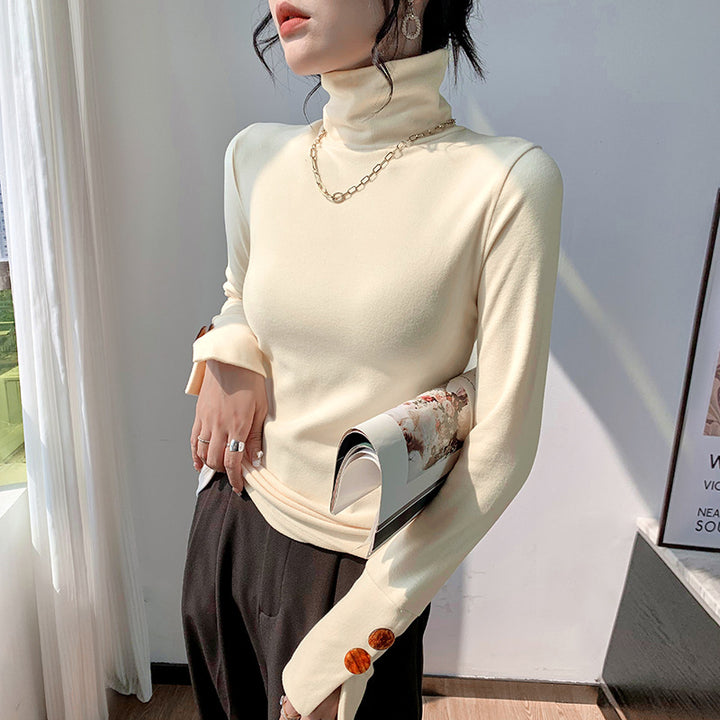 Damen Langarm-Turtleneck aus feinem Rippmaterial Drune