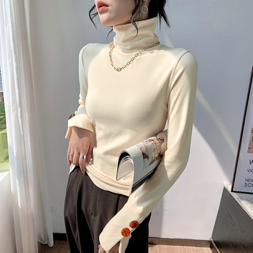 Damen Langarm-Turtleneck aus feinem Rippmaterial Drune