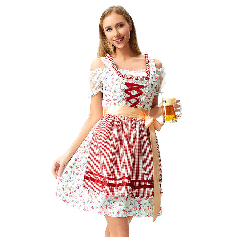 Damen nan Blusenkleid im Trachtenstil mit dekorativem Korsettband und geraffter Schürze Drune