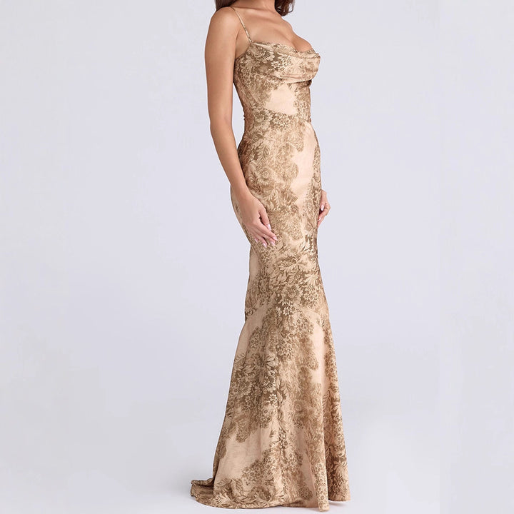 Damen Elegantes Maxikleid mit floralem Design Drune