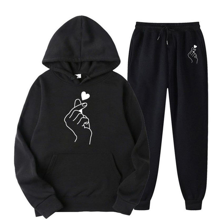 Damen Jogginganzug mit kreativem Herzmotiv und bequemer Passform Drune