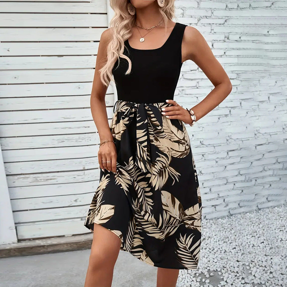 Damen Kleid mit floralem Detail und schickem Bindegürtel Drune