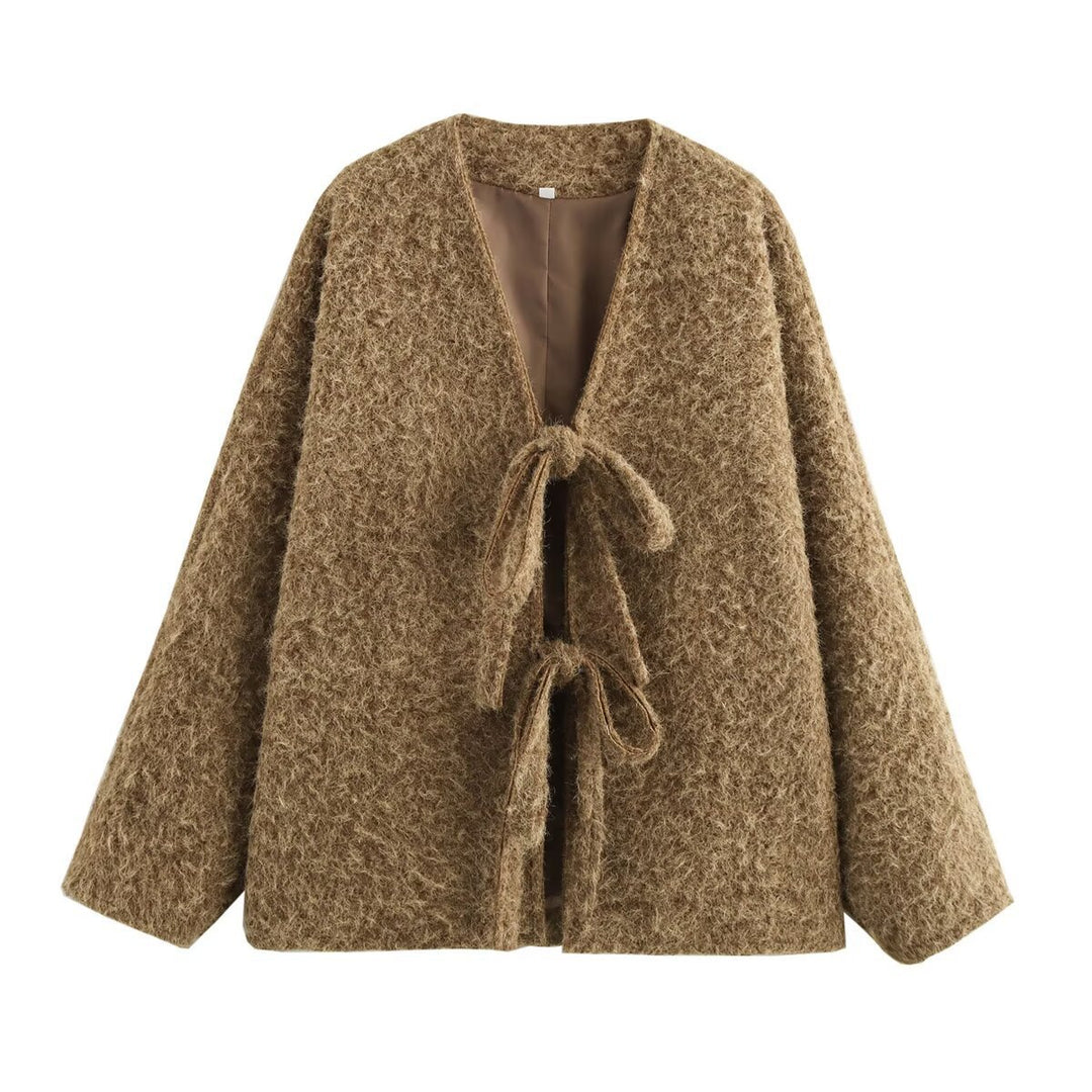 Damen Kuschelige Oversized Weste mit Bindebändern und anschmiegsamem Material Drune