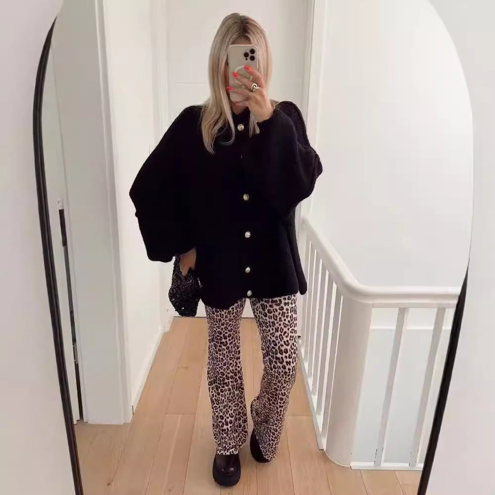 Damen lässige Strickjacke mit Knopfverschluss und oversized Passform Drune