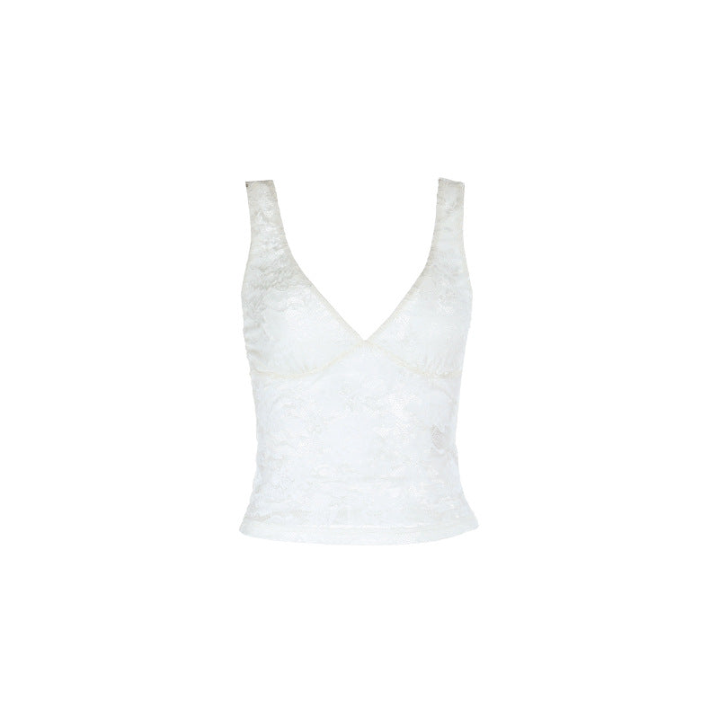 Damen Spitzencamisole mit tiefem V-Ausschnitt und enganliegendem Schnitt Drune